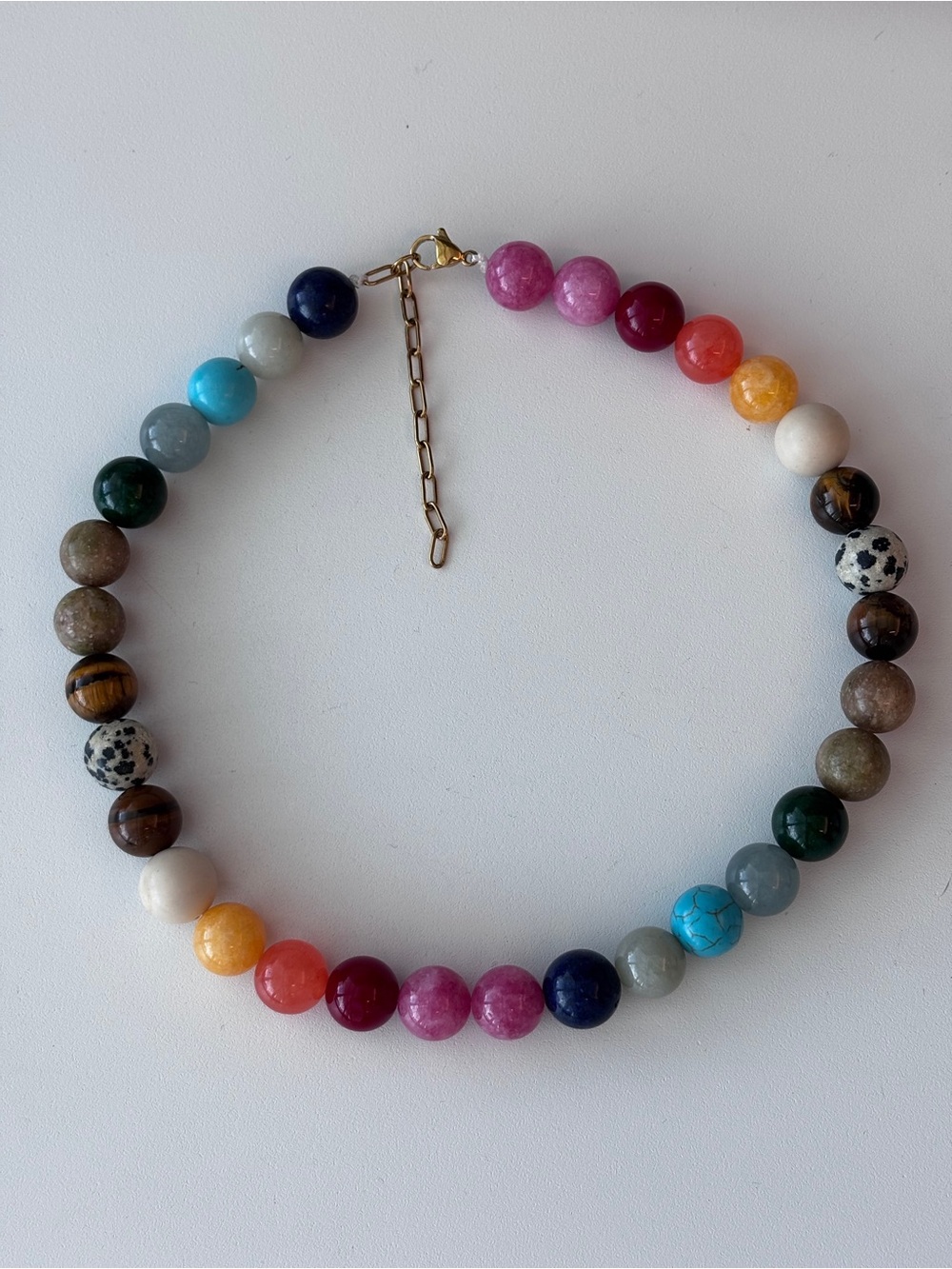 Multicolor Bead Statement mavis Necklace Colorful Natural Stone